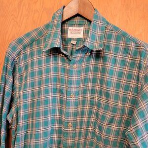 Vintage Arrow Traditionals Plaid Shirt Men's 41/86 — 100% Cotton Made in France